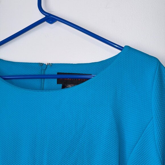 Nina McLemore Turquoise Textured Short-Sleeve Dress Size 14 - Picture 4 of 6